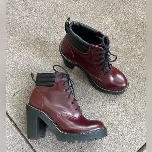 Women's Burgundy Lace-Up Ankle Boots